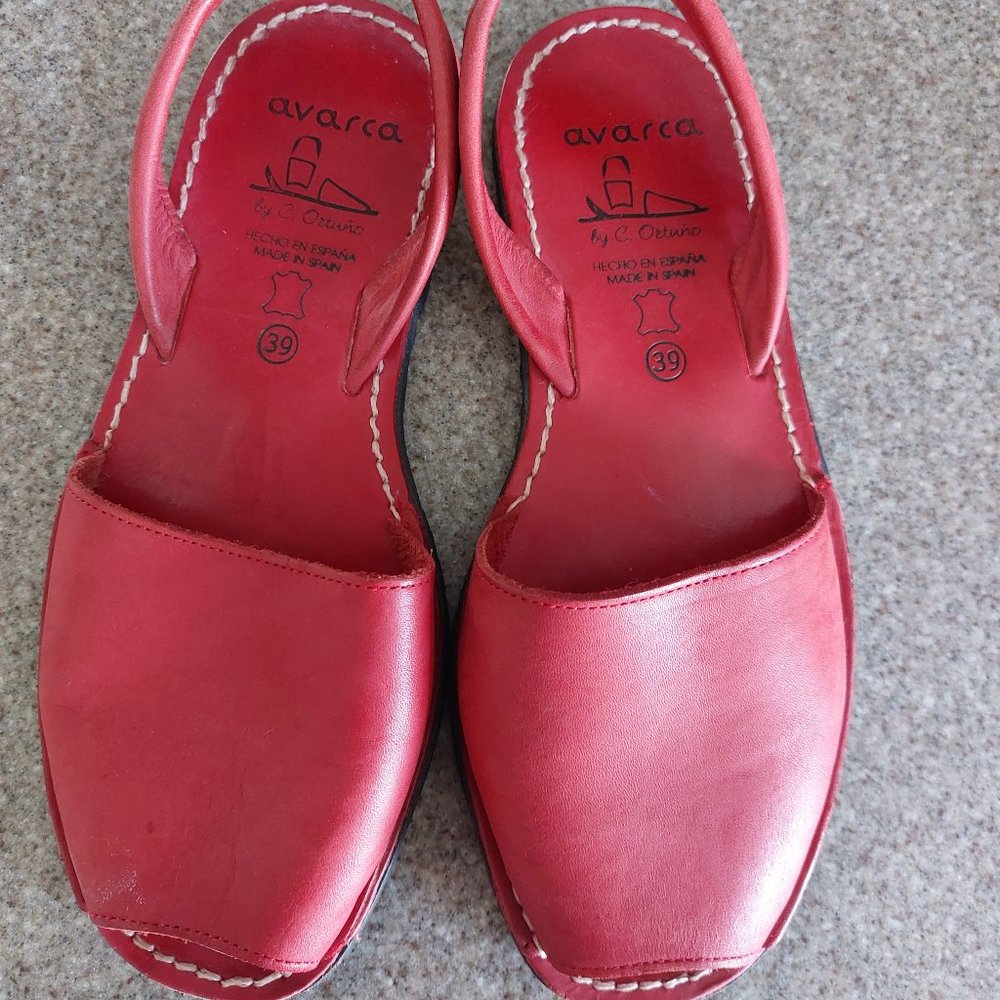 Red Leather Spanish Espadrilles
